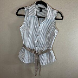 Marianne Women's White and Tan Blouse, Size S